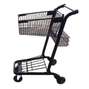 Amerikaanse Stijl Winkelwagen, 45L Enkele Mand Kleine Winkelen Push Winkelwagen Voor Supermarkten Supermarkten - Product Image 1