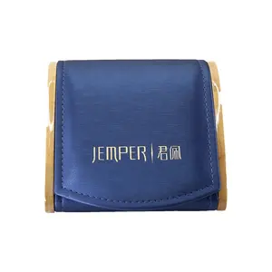 Роскошный драгоценный камень нефритовый ювелирный браслет коробка на заказ деревянная подарочная упаковочная коробка синий
