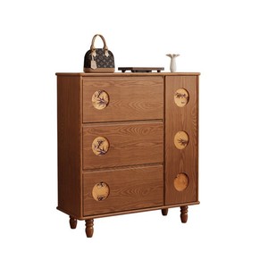 Vintage Solid Wood <b>Shoe</b> Cabinet 3 Compartments Storage Living Room Entryway Cabinet - Product Image 3