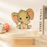 Lampe de nuit LED personnalisée pour enfants, motif animal, avec nom personnalisé, en acrylique, pour table