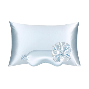 Vegan Silk <b>Sleep</b> Pillowcase Large Scrunchie Self Care Essential Satin Night Eye <b>Mask</b> Set for Hair and Skin - Product Image 1