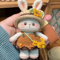 Peluche Lapin Tournesol Mignonne en Crochet, Kit DIY de Tricot Fait Main, Sacs et Porte-clés Faits Maison