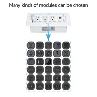 Prise de table encastrée blanche escamotable avec 3 prises US, double USB, 10A, 110-240V