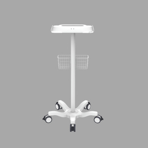 Chariot médical moderne en métal blanc Peacemounts PM-X1 pour hôpital et hôtel, avec 5 roues flexibles, pour tablette et moniteur mobile, pour infirmière - Product Image 2