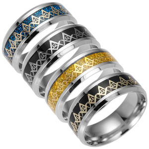 Zhubobo Rotatable Freemason Ring - Stainless Steel Masonic Wedding Band, Size 7-13