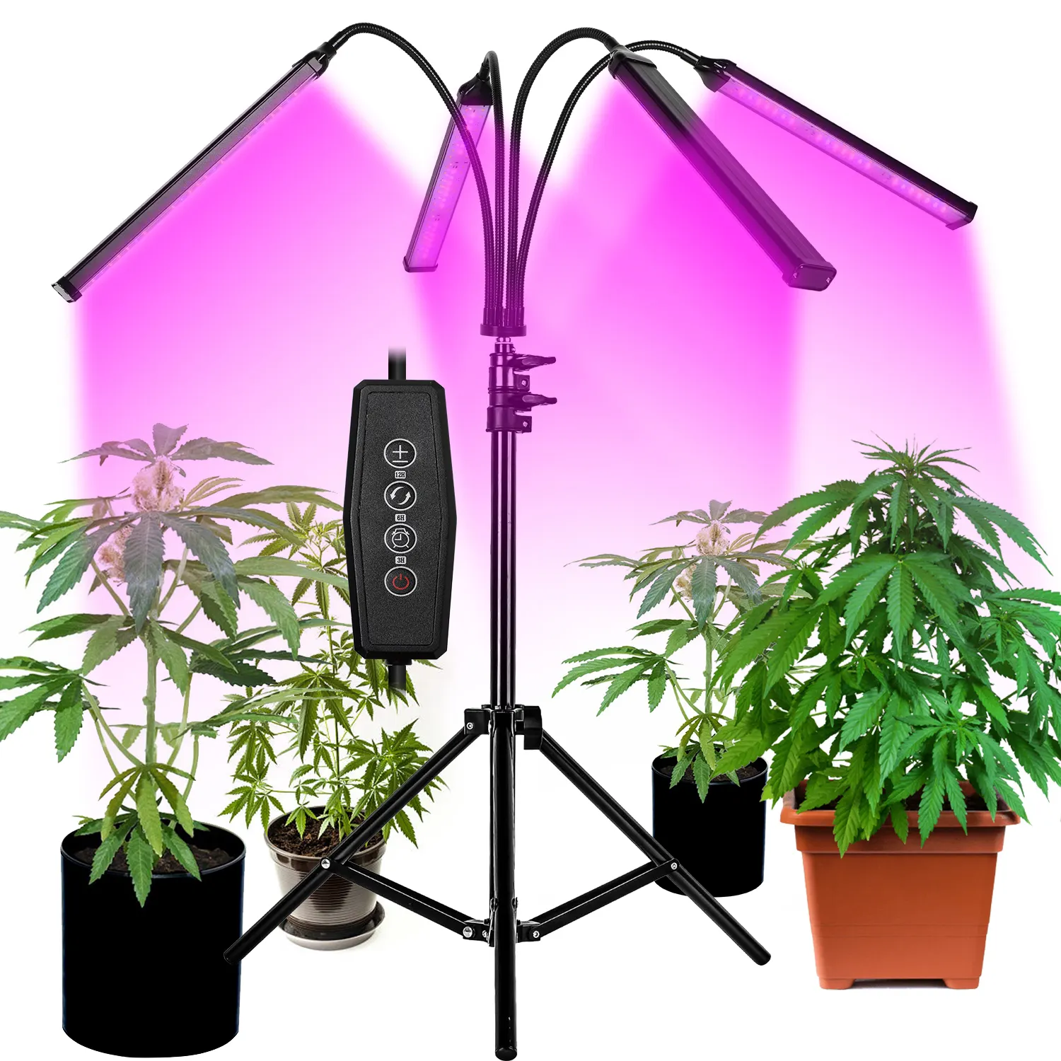 led grow light plant 4 Head Timing 9 Dimmable Levels 120W LED Grow Lights for 4x4 Grow Tent Full Spectrum Phytolamp