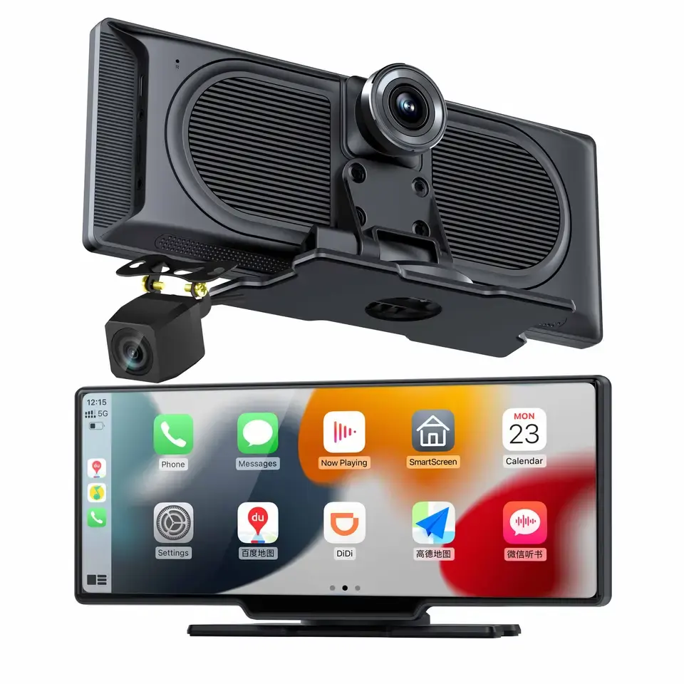 Yeni çift BT Stereo Android araba Dash kamera oyna 10.26 inç kablosuz Carplay 9.3 inç Apple araba DVD ses sistemi MP5 çalar oyna