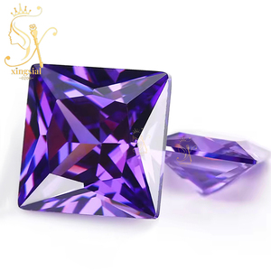 พลอยเทียมพลอยสังเคราะห์3X3MM 12X12MM 5A สีม่วงสีม่วงเซอร์โคเนียทรงสี่เหลี่ยมทรงหลวมประดับเพชรสังเคราะห์สำหรับเจ้าหญิง - Product Image 1