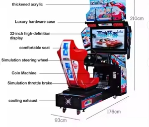 Máquina recreativa de simulador de carreras de coches que funciona con monedas Outrun con construcción de metal y plástico y tablero LED-Un solo jugador - Product Image 3