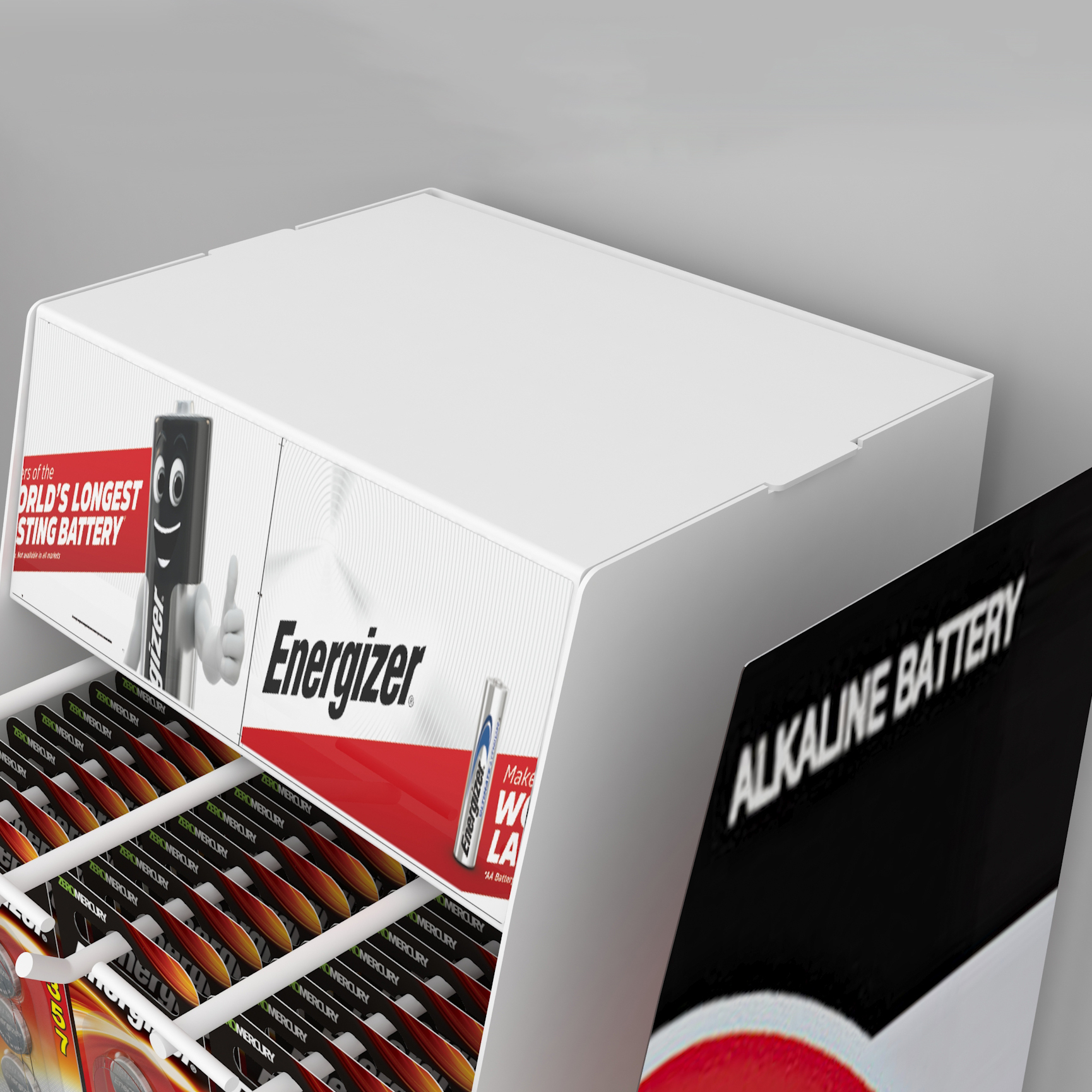 POP Customized PVC Plastic Battery Display Rack PVC Floor Display Rack Carton Paper Design — view 5