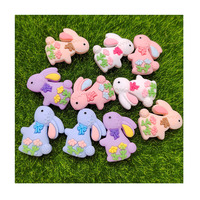 Adornos de Resina con Forma de Conejo y Flores, Miniaturas de Resina para Manualidades, Decoraciones de Resina para Pascua y Primavera