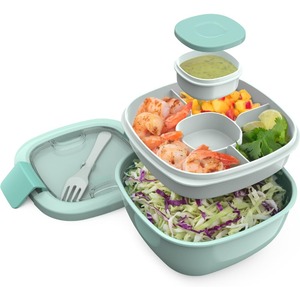 Wholesale Cute 4-<b>Compartment</b> Salad Container Leak-Proof Dressing Tray Food Grade Lightweight BPA-Free Reusable Fork <b>Lunch</b> <b>Box</b> - Product Image 3
