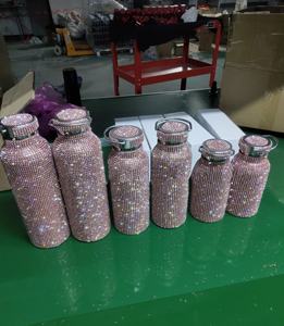 OEM Bling paslanmaz çelik su şişeleri 350ml/500ml/600ml/750ml DIY cam yalıtımlı kristal bardak el yapımı mutlu noel hediyesi - Product Image 6