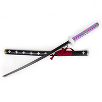 Ensemble de 3 katanas d'anime pour cosplay, épées de samouraï décoratives, lame noire avec différents poignées, accessoires de collection