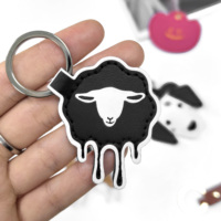 Porte-clés en similicuir découpé sur mesure avec motif animalier de dessin animé, idéal pour la décoration de sacs