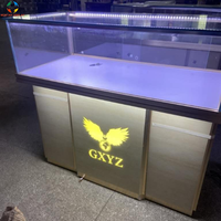 Kiosque de bijoux en verre trempé super transparent élégant de luxe Affichage LED Éclairage en aluminium Vitrine de bijoux pour magasin