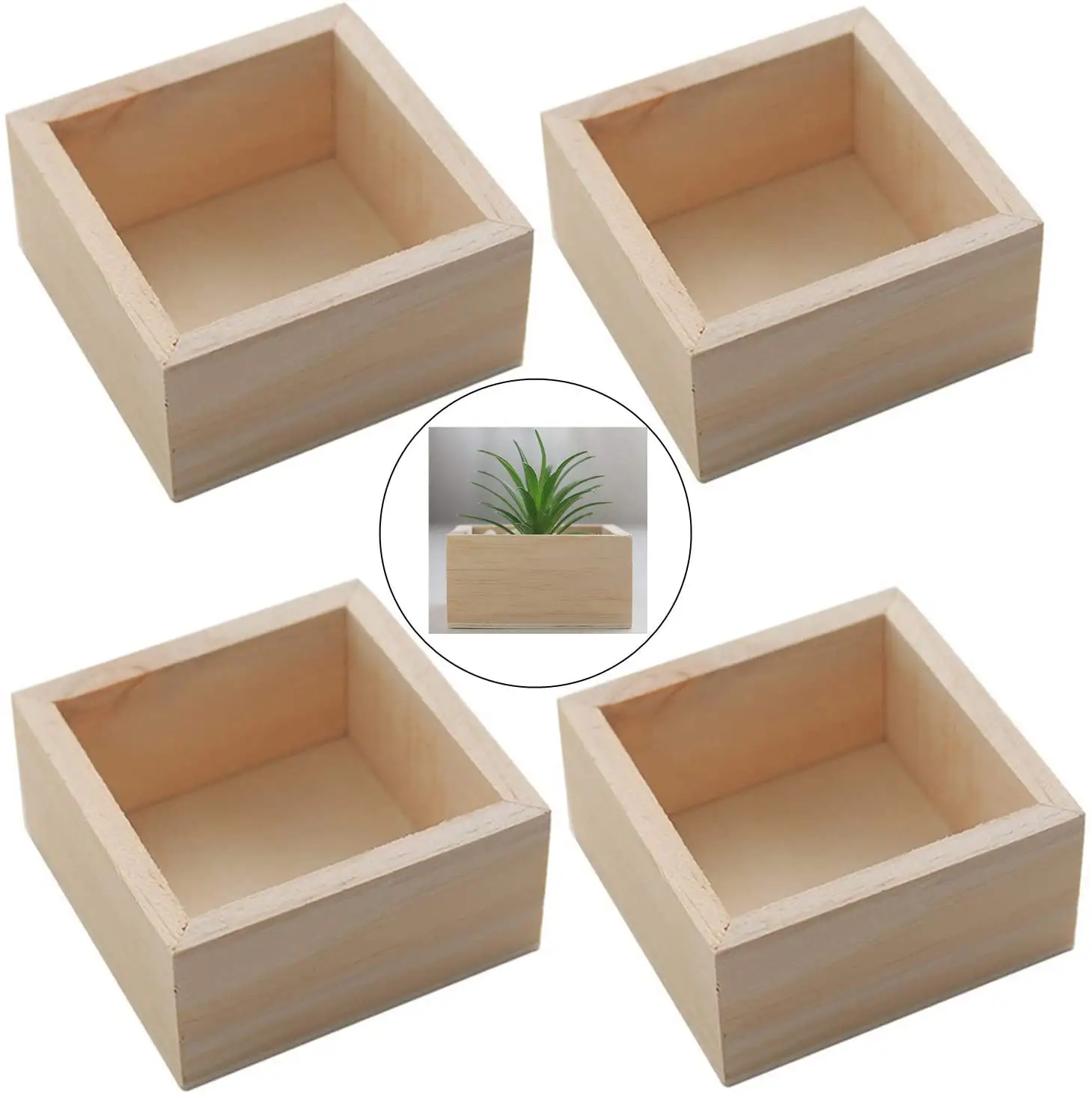 Dimensioni personalizzate Logo quadrato in legno massello profondo Shadow Box Frame piante in vaso Display fiori