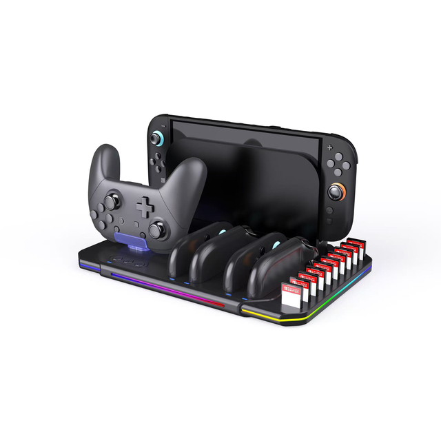 Honcam Switch 2 Charging Stand Game Cards Storage RGB Light Pro Controller 2 Accessories for Nintendo Switch 2