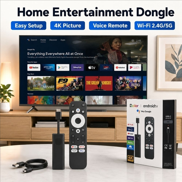 TV Stick Mini 4K Amlogic S905Y4-B AV1 H.265 VP9 Decoding 2GB RAM 16GB EMMC BT5.0 2x2 MIMO AC Wi-Fi USB-C Android 11