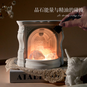 <b>Ceramic</b> Fireplace Aroma <b>Diffuser</b> With Crystal Stones Aromatherapy Essential Oil Fragrance <b>Diffuser</b> For Home Decor And Relaxation - Product Image 3