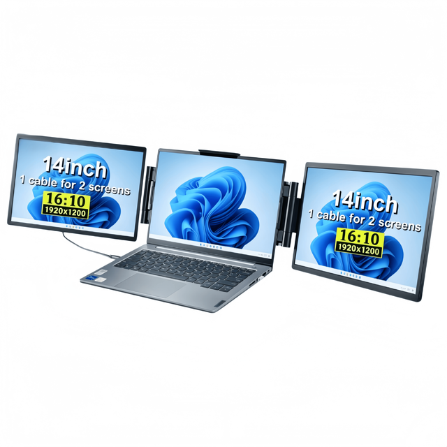 14-Inch Triple Monitor Laptop Type-C Interface Portable IPS Panel Dual USB C Compatible Laptop Type-C Triple Monitor