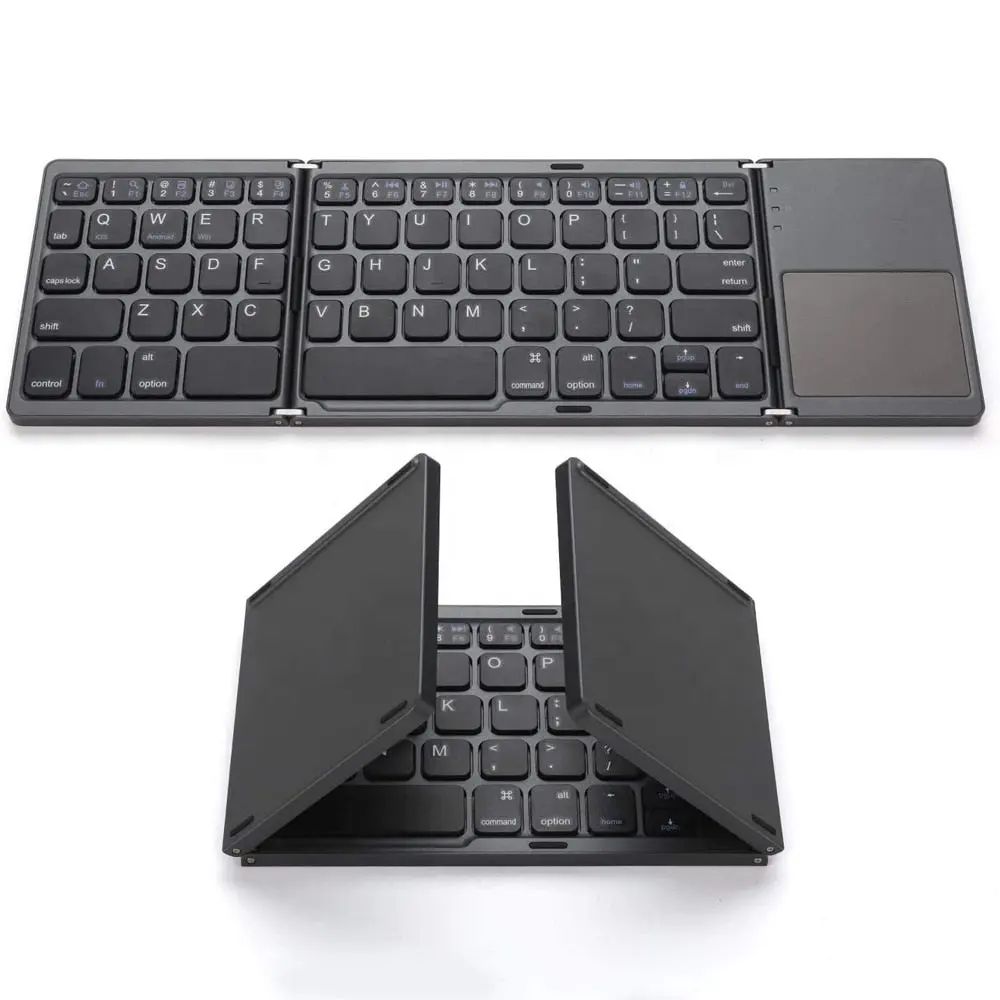 Teclado plegable de oficina, tamaño de bolsillo, interruptor de tijera ergonómico portátil, Mini teclado táctil plegable inalámbrico para PC y tableta