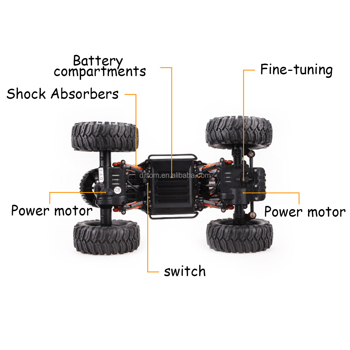 High Speed 2.4G 1/14 4WD Rock Crawler RC Car - All Terrain