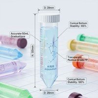 Flacon stérile à usage unique de 50 ml avec marques imprimées des douze constellations pour l'obtention d'échantillons biologiques, consommables de stockage pour laboratoire scientifique