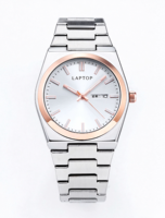 Montre pour homme en acier inoxydable avec verre saphir, affichage de 41,5 mm, aiguilles lumineuses, résistance à l'eau de 5 bars