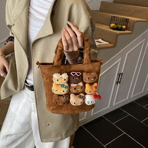 New Arrival Girls' Suede Crossbody Bag Cartoon Plush <strong>Doll</strong> Leopard Lining Leopard Print Shoulder Bag Fashion Handbag - Product Image 4