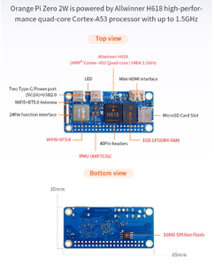 Precio de fábrica original nuevo Orange <span class=keywords><strong>Pi</strong></span> Zero 2 W 1GB RAM DDR4 Mini PC Allwinner H618 WiFi BT BLE SBC computadora de placa única Zero 2 W - Product Image 4
