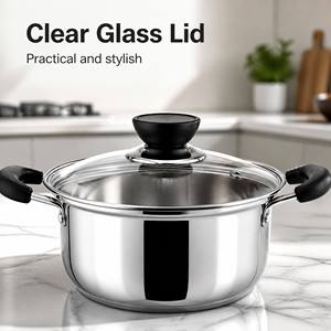 Ensemble cadeau de 5 pièces, batterie de cuisine en acier inoxydable, casserole avec poignée et couvercle transparent - Product Image 5