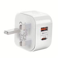 Chargeur mural PD avec voyant lumineux, Royaume-Uni, États-Unis, UE, 20 W, tête de charge rapide, double QC3.0, adaptateur secteur USB-C pour iPhone 15, prise de charge