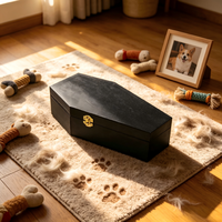 Urne funéraire personnalisée de luxe en bois noir pour cendres d'animaux de compagnie, cercueil commémoratif artisanal écologique pour petits animaux