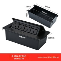 Prise de courant encastrée de bureau multifonctionnelle à usage commercial, norme britannique, avec mise à la terre