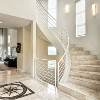 DAIYA – éclairage solaire led, escalier extérieur avec semelle en acier, pierre de marbre, escalier incurvé