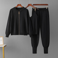 Nouvel ensemble de vêtements 3 pièces : veste en tricot, cardigan, débardeur, pull, survêtement, vêtements en tricot pour femmes, pantalon à poche