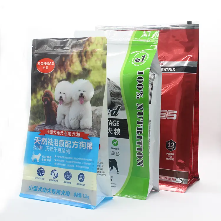 Personalizado Embalagem De Plástico Impressão De Papel Zipper Resealable Heavy Duty Dry Wet Pet Treats Cão Gato Peixe Animal Feed Pet Food Bag