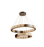 Lustre suspendu de luxe en acier inoxydable doré avec cristaux LED, hauteur réglable, idéal pour salon moderne et décoration intérieure