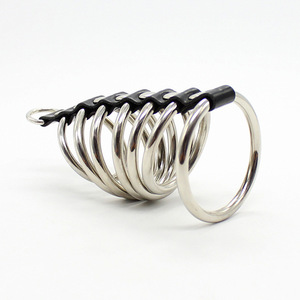 7 Ring Gates Hell Cock rings BDSM Bracelet en cuir PU avec anneaux <span class=keywords><strong>de</strong></span> pénis en métal pour jouets sexuels masculins - Product Image 1