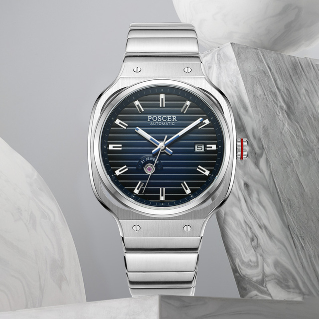 New Design Luxury Stainless Steel Square Watch Luminous With Calendar Automatic Mechanical Watch for Men