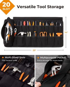 Free sample Factory Custom Logo Roll up Pouch 5 Pockets Roll up <b>Bag</b> Multi-Purpose <b>Canvas</b> <b>Tool</b> Roll Organizer - Product Image 1