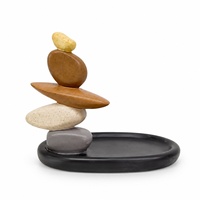 Ornement de rangement en résine effet grès avec plateau à clés noir, objet décoratif moderne pour entrée et bureau