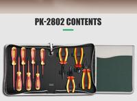 PK-2802 VDE 1000V pince d'électricien isolée haute tension ensemble d'outils d'électricien adapté à la détection et à la maintenance de l'alimentation