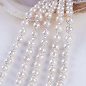 Natural White 18cm9-10mm Freshwater Pearl DIY <b>Bracelet</b> Accessory Edison Round <b>Bead</b> with Through Hole - Product Image 5