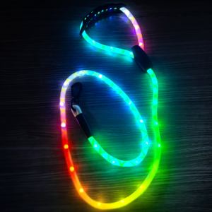 Nuevo artículo USB C LED que ilumina la correa para mascotas RGB 13 modos Light up <span class=keywords><strong>Dog</strong></span> Lead Multi-Color Changing Nylon Recargable <span class=keywords><strong>Dog</strong></span> <span class=keywords><strong>Leash</strong></span> - Product Image 1