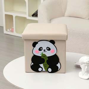 Caja Organizadora Grande y Plegable con Lindos Diseños para Niños, Otomana de Almacenamiento Multiusos de Cuero - Product Image 6