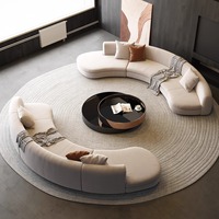 Ensemble de canapés modulaires incurvés de luxe moderne pour salon, appartement, villa, décoration intérieure, tissu en microfibre, mobilier de salon modulaire