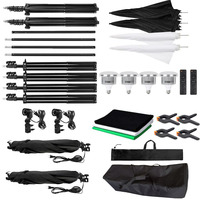 Kit d'Éclairage de Studio Photo Professionnel avec Boîtes à Lumière, Fond, Pieds Trépieds, Parapluies Photo et Ampoules