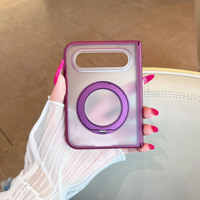 Coque de protection pour Xiaomi 18 Fold, anti-chute, translucide givrée, sensation de peau, avec anneau magnétique et béquille, double charnière